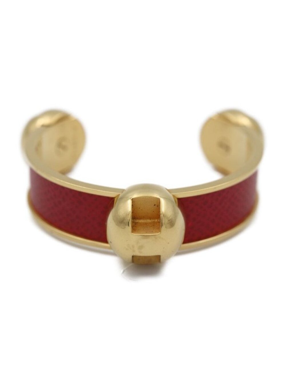 Hermes Bangle Metal Leather Gold Red Accessories Cbangle Cuff Bracelet